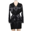 satin-lace-robe-black - Las Lingerie black satin and lace robe