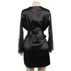 black satin and lace robe sleepwear