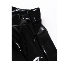 leather look flared mini skirt