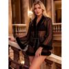 fur-trim-sheer-robe - Las Lingerie las lingerie fur trim sheer robe
