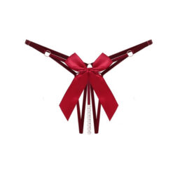 crotchless pearl panty wine red