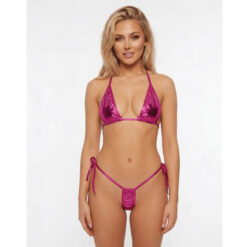 pink metallic micro bikini