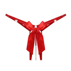 crotchless pearl panty christmas red